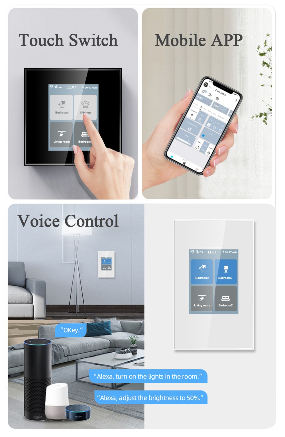 LANBON LCD 4 Gang Smart Switch L8-HB 09 LANBON LCD 4 Gang Smart Switch L8-HB 09