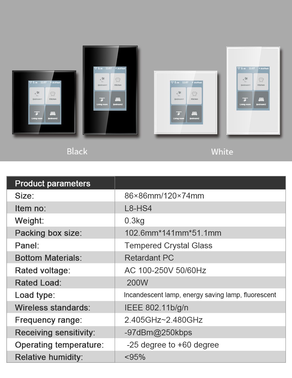 LANBON LCD 4 Gang Smart Switch L8-HB 11 LANBON LCD 4 Gang Smart Switch L8-HB 11